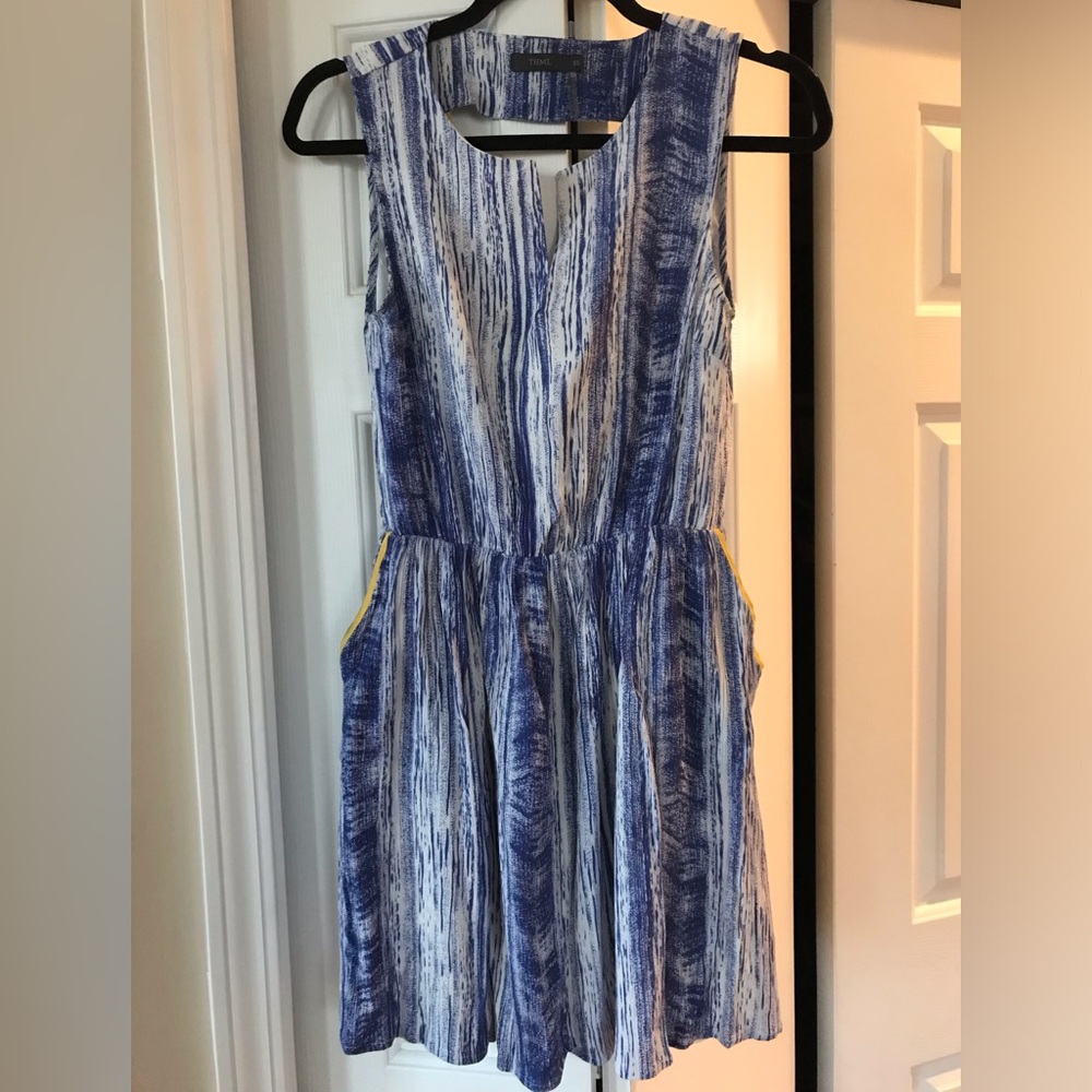 Blue and White Striped Sleeveless Dress